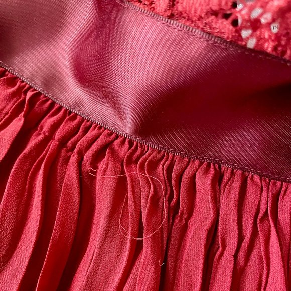 Victoria's Secret Red Pleated Babydoll Chemise with Lace Chiffon Satin - Picture 14 of 16